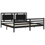 Bed frame with black solid wood headboard 200x200 cm by vidaXL, Beds and slatted bases - Ref: Foro24-3194075, Price: 179,98 €...