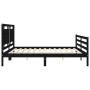 Bed frame with black solid wood headboard 200x200 cm by vidaXL, Beds and slatted bases - Ref: Foro24-3194075, Price: 179,98 €...