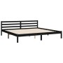 Bed frame with black solid wood headboard 200x200 cm by vidaXL, Beds and slatted bases - Ref: Foro24-3194075, Price: 179,98 €...