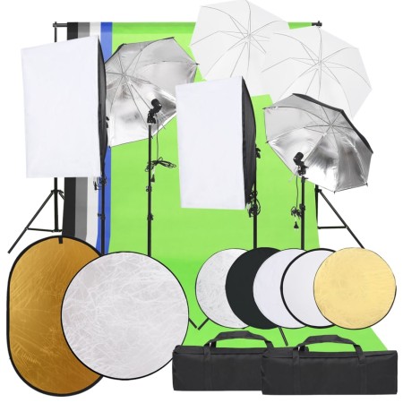 Photography studio kit with lighting set, backdrop, and reflector by vidaXL, Flashes and studio lighting - Ref: Foro24-309473...