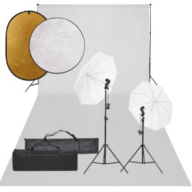 Photography studio kit with lighting set, backdrop, and reflector by vidaXL, Flashes and studio lighting - Ref: Foro24-309466...