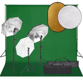 Kit de estudio fotográfico con set de luces, fondo y reflector de vidaXL, Flashes e iluminaciones de estudio - Ref: Foro24-30...