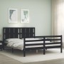 Estructura de cama con cabecero madera maciza negro 160x200 cm de vidaXL, Camas y somieres - Ref: Foro24-3194130, Precio: 168...