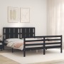 Estructura de cama con cabecero madera maciza negro 160x200 cm de vidaXL, Camas y somieres - Ref: Foro24-3194130, Precio: 168...