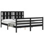 Estructura de cama con cabecero madera maciza negro 160x200 cm de vidaXL, Camas y somieres - Ref: Foro24-3194130, Precio: 168...