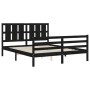 Estructura de cama con cabecero madera maciza negro 160x200 cm de vidaXL, Camas y somieres - Ref: Foro24-3194130, Precio: 168...