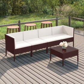 5-teiliges Gartenmöbel-Set und braune Kissen aus synthetischem Rattan von vidaXL, Gartensets - Ref: Foro24-3094335, Preis: 36...