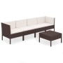 Set muebles de jardín 5 pzas y cojines ratán sintético marrón de vidaXL, Conjuntos de jardín - Ref: Foro24-3094335, Precio: 4...