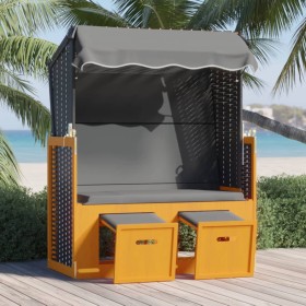 Strandkorb chair canopy synthetic rattan wood black anthracite by vidaXL, Loungers - Ref: Foro24-318658, Price: 282,99 €, Dis...