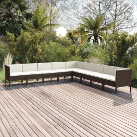 9-teiliges Gartenmöbel-Set und braune synthetische Rattankissen von vidaXL, Gartensets - Ref: Foro24-3094463, Preis: 690,99 €...