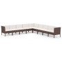 Set muebles de jardín 9 piezas y cojines ratán sintético marrón de vidaXL, Conjuntos de jardín - Ref: Foro24-3094463, Precio:...