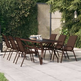 Brown and black steel and glass garden table 180x80x70 cm by vidaXL, Garden tables - Ref: Foro24-318773, Price: 227,66 €, Dis...