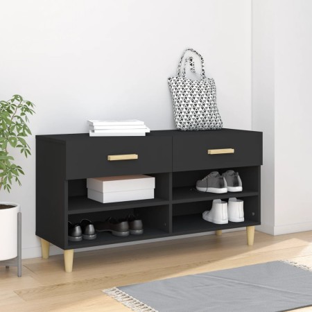 Mueble zapatero de madera contrachapada negro 102x35x55 cm de vidaXL, Zapateros y organizadores de calzado - Ref: Foro24-8128...