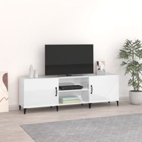 Glossy white engineered wood TV cabinet 150x30x50 cm by vidaXL, TV Furniture - Ref: Foro24-812633, Price: 94,27 €, Discount: %