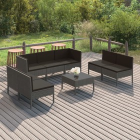 8-piece garden furniture set and gray synthetic rattan cushions by vidaXL, Garden sets - Ref: Foro24-3094358, Price: 538,99 €...