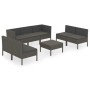 Set de muebles de jardín 8 pzas y cojines ratán sintético gris de vidaXL, Conjuntos de jardín - Ref: Foro24-3094358, Precio: ...