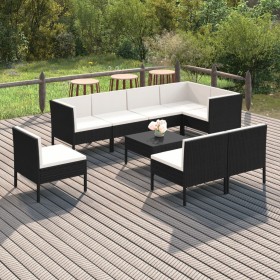 9-teiliges Gartenmöbel-Set und schwarze synthetische Rattankissen von vidaXL, Gartensets - Ref: Foro24-3094400, Preis: 648,99...