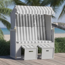 Beach chair Strandkorb canopy synthetic rattan wood gray white by vidaXL, Loungers - Ref: Foro24-318652, Price: 245,03 €, Dis...