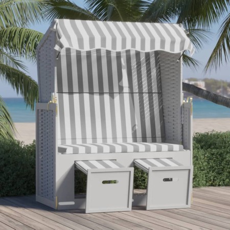 Beach chair Strandkorb canopy synthetic rattan wood gray white by vidaXL, Loungers - Ref: Foro24-318652, Price: 245,03 €, Dis...