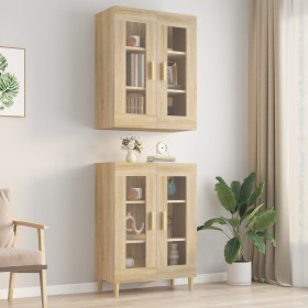 Wall-mounted hanging wardrobe in Sonoma oak, 69.5x34x90 cm by vidaXL, Sideboards - Ref: Foro24-812279, Price: 85,32 €, Discou...