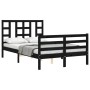 Double bed frame with black solid wood headboard by vidaXL, Beds and slatted bases - Ref: Foro24-3193895, Price: 140,99 €, Di...