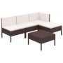 Set muebles de jardín 5 pzas y cojines ratán sintético marrón de vidaXL, Conjuntos de jardín - Ref: Foro24-3094363, Precio: 4...