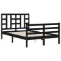 Double bed frame with black solid wood headboard by vidaXL, Beds and slatted bases - Ref: Foro24-3193895, Price: 140,99 €, Di...