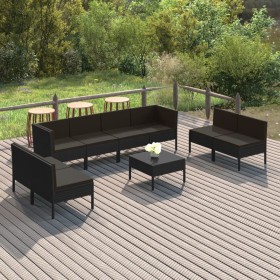 9-teiliges Gartenmöbel-Set und schwarze synthetische Rattankissen von vidaXL, Gartensets - Ref: Foro24-3094361, Preis: 596,99...