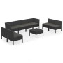 Set muebles de jardín 9 pzas y cojines ratán sintético negro de vidaXL, Conjuntos de jardín - Ref: Foro24-3094361, Precio: 59...