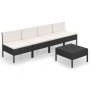 Set de muebles de jardín 5 pzas y cojines ratán sintético negro de vidaXL, Conjuntos de jardín - Ref: Foro24-3094324, Precio:...