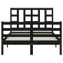 Double bed frame with black solid wood headboard by vidaXL, Beds and slatted bases - Ref: Foro24-3193895, Price: 140,99 €, Di...