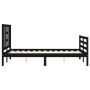 Double bed frame with black solid wood headboard by vidaXL, Beds and slatted bases - Ref: Foro24-3193895, Price: 140,99 €, Di...