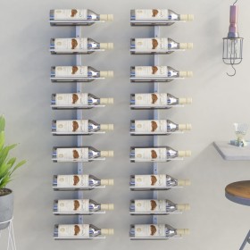 Wall wine rack for 9 bottles 2 units white iron by vidaXL, Wine racks - Ref: Foro24-340902, Price: 86,39 €, Discount: %