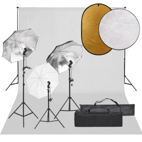 Fotostudio-Set mit Lichtset, Hintergrund und Reflektor von vidaXL, Blitze und Studiobeleuchtung - Ref: Foro24-3094723, Preis:...