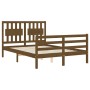 Honey brown solid wood bed frame and headboard 140x200 cm by vidaXL, Beds and slatted bases - Ref: Foro24-3194314, Price: 156...