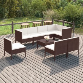 9-teiliges Gartenmöbel-Set und braune synthetische Rattankissen von vidaXL, Gartensets - Ref: Foro24-3094399, Preis: 604,26 €...