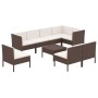 Set muebles de jardín 9 pzas y cojines ratán sintético marrón de vidaXL, Conjuntos de jardín - Ref: Foro24-3094399, Precio: 7...