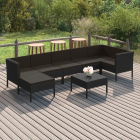 Gartenmöbelset 8-teilig und Kissen Kunststoff Rattan schwarz von vidaXL, Gartensets - Ref: Foro24-3094413, Preis: 512,99 €, R...