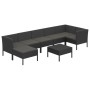 Set de muebles de jardín 8 pzas y cojines ratán sintético negro de vidaXL, Conjuntos de jardín - Ref: Foro24-3094413, Precio:...