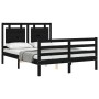 Bed frame with black solid wood headboard 140x200 cm by vidaXL, Beds and slatted bases - Ref: Foro24-3194055, Price: 186,99 €...