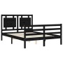 Bed frame with black solid wood headboard 140x200 cm by vidaXL, Beds and slatted bases - Ref: Foro24-3194055, Price: 186,99 €...