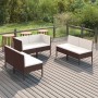 Set muebles de jardín 6 pzas y cojines ratán sintético marrón de vidaXL, Conjuntos de jardín - Ref: Foro24-3094351, Precio: 5...