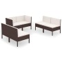 Set muebles de jardín 6 pzas y cojines ratán sintético marrón de vidaXL, Conjuntos de jardín - Ref: Foro24-3094351, Precio: 5...