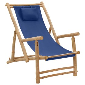 Bamboo and navy blue canvas beach chair by vidaXL, Garden chairs - Ref: Foro24-318596, Price: 52,89 €, Discount: %