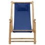 Silla de playa de bambú y lona azul marino de vidaXL, Sillas de jardín - Ref: Foro24-318596, Precio: 52,99 €, Descuento: %