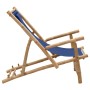 Bamboo and navy blue canvas beach chair by vidaXL, Garden chairs - Ref: Foro24-318596, Price: 53,07 €, Discount: %