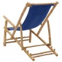 Silla de playa de bambú y lona azul marino de vidaXL, Sillas de jardín - Ref: Foro24-318596, Precio: 52,99 €, Descuento: %