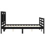 Bed frame with black solid wood headboard 140x200 cm by vidaXL, Beds and slatted bases - Ref: Foro24-3194055, Price: 186,99 €...