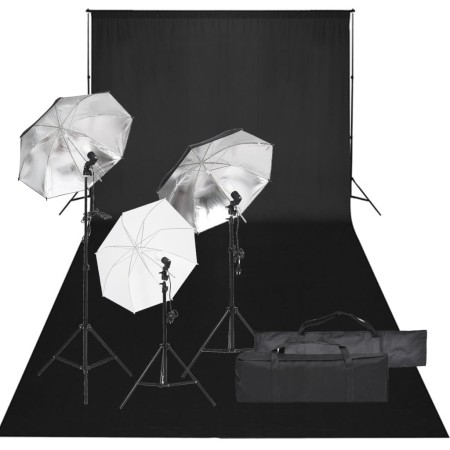 Kit de estudio fotográfico con set de luces y fondo de vidaXL, Flashes e iluminaciones de estudio - Ref: Foro24-3094714, Prec...