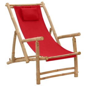 Silla de playa de bambú y lona rojo de vidaXL, Sillas de jardín - Ref: Foro24-318597, Precio: 50,99 €, Descuento: %